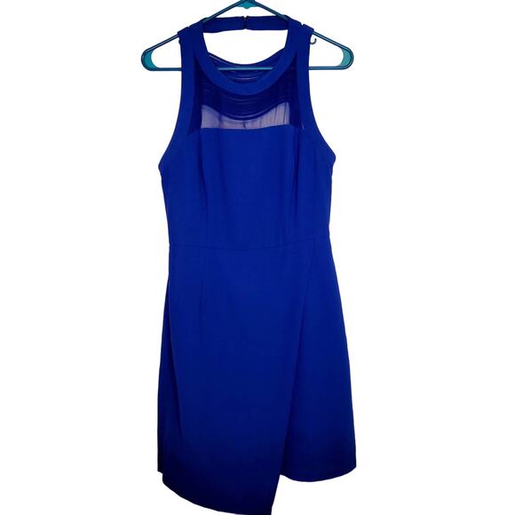 Adelyn Rae Blue Wrap Sleeveless Lattice Back Mini Dress Size Medium - Picture 1 of 11